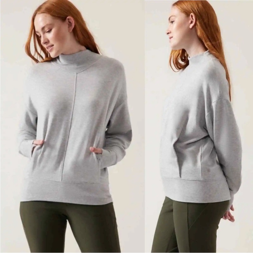 Athleta Apollo Crewneck Super Soft Pullover Gray‎ XS